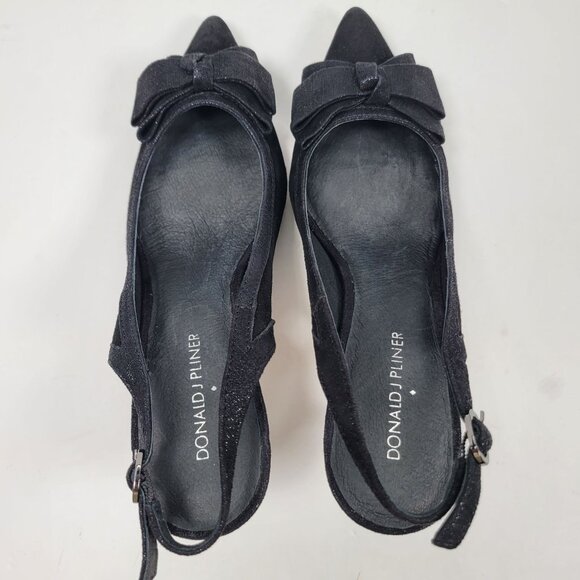 Donald J Pliner Women's Black Suede Bow Dorsay Pumps US Size 8M - Picture 7 of 10